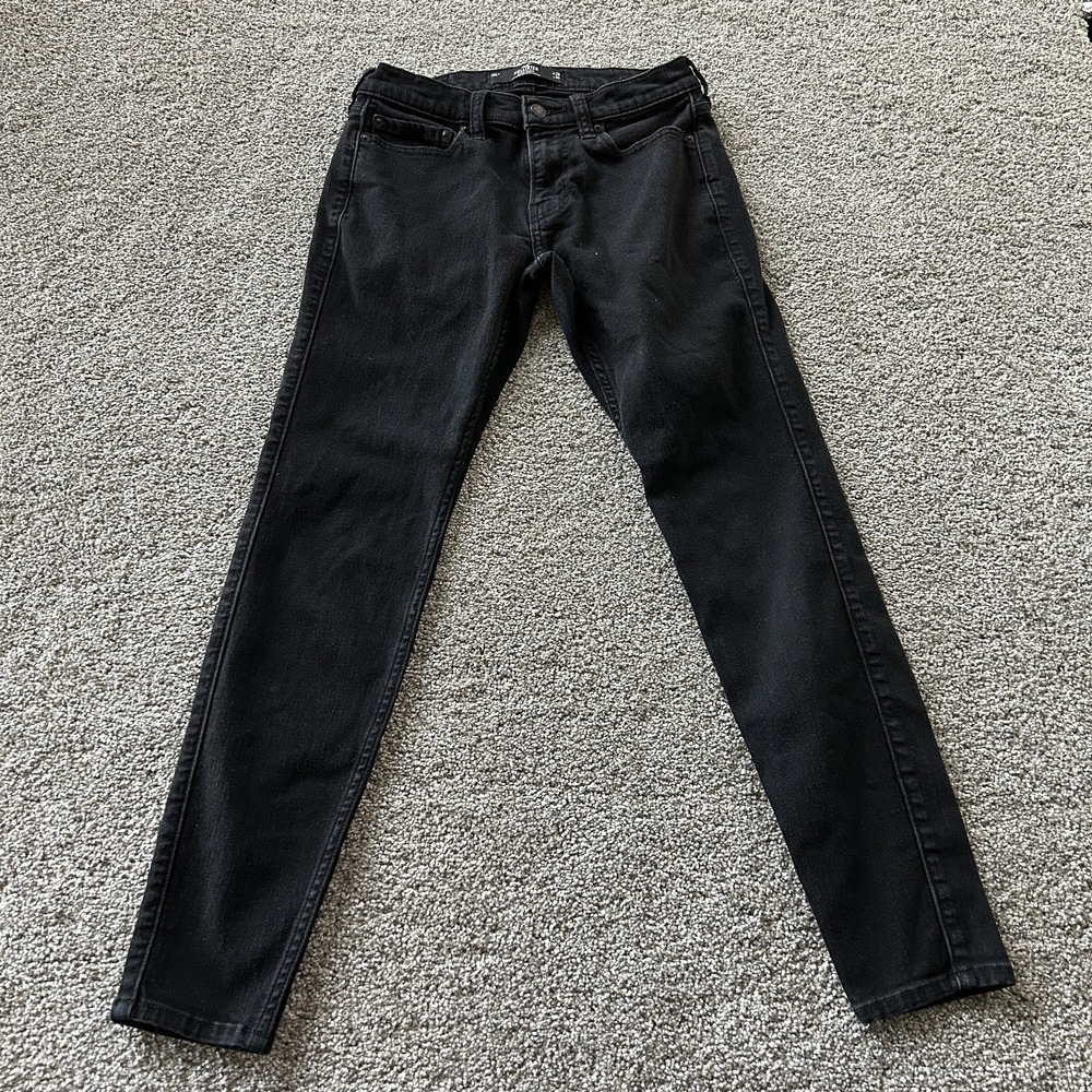Hollister Skinny Jeans Mens 26x30 Black Denim Stretch Slim Tapered Casual